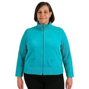 D&D Lifestyle Velour Jacket - Size Large Petite, Light Blue